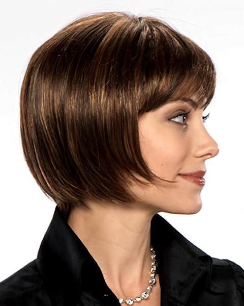 Mature Brown Straight Chin Length Petite Wigs