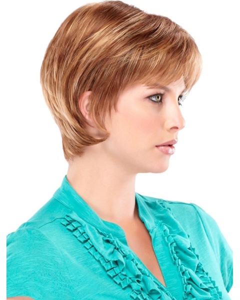 Exquisite Auburn Straight Chin Length Monofilament Wigs