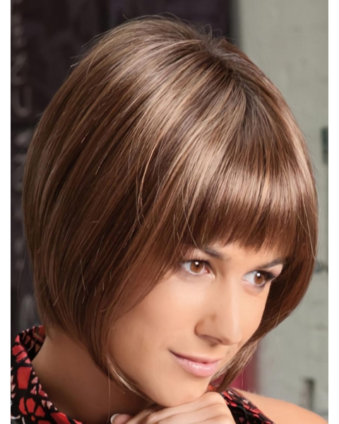 Elegant Auburn Lace Front Chin Length Lace Wigs