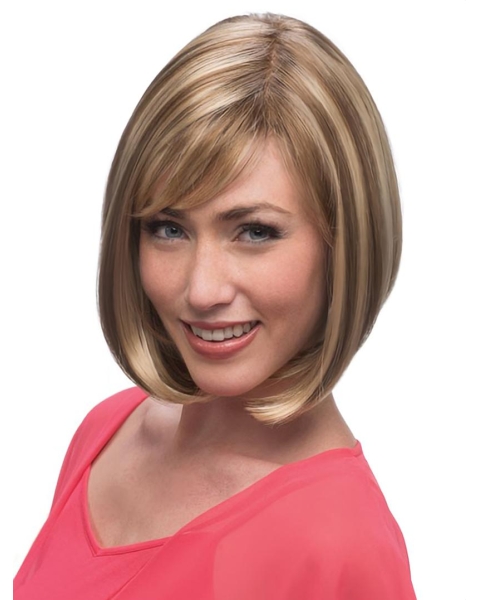 Sleek Blonde Monofilament Chin Length Lace Wigs