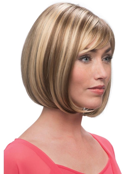 Sleek Blonde Monofilament Chin Length Lace Wigs