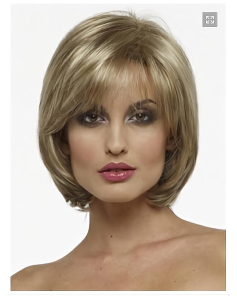 Graceful Blonde Straight Chin Length Bob Wigs