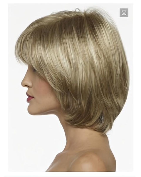 Graceful Blonde Straight Chin Length Bob Wigs