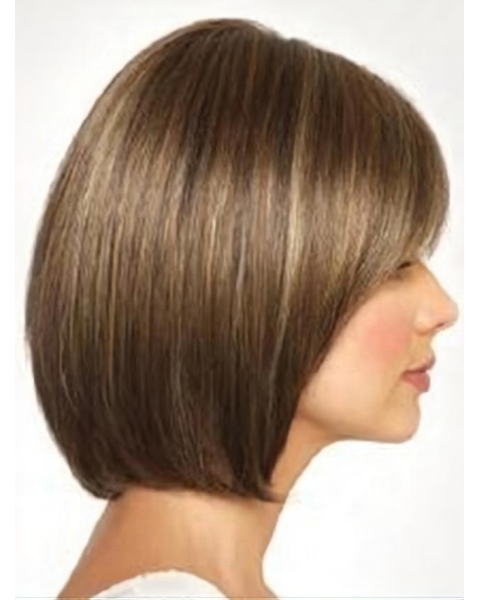 Popular Brown Chin Length Straight Wigs For Cancer