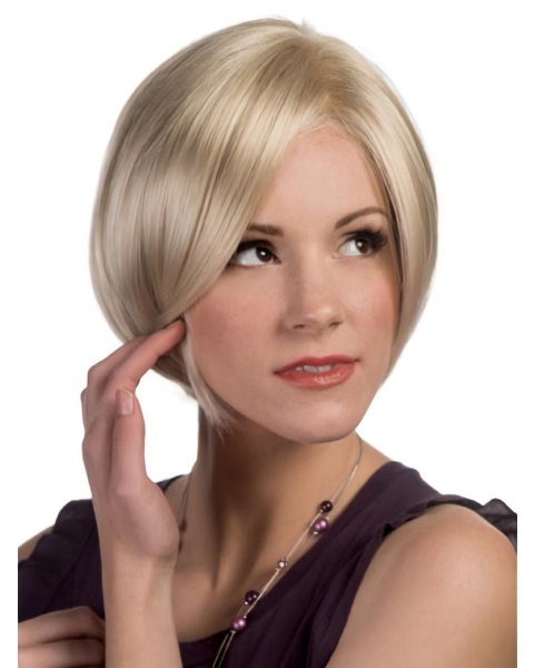 Blonde Straight Synthetic Modern Medium Wigs