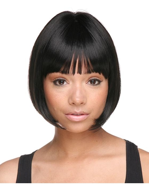 Gentle Black Straight Chin Length African American Wigs