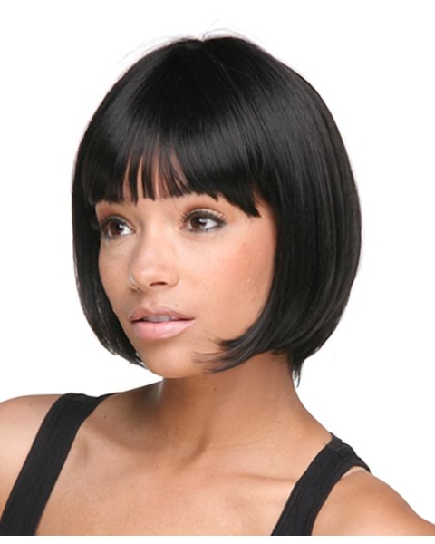 Gentle Black Straight Chin Length African American Wigs