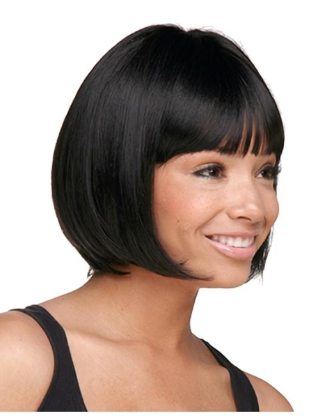 Gentle Black Straight Chin Length African American Wigs