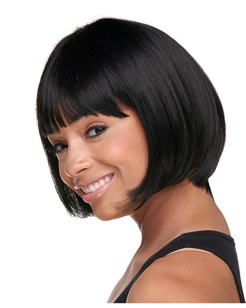 Gentle Black Straight Chin Length African American Wigs