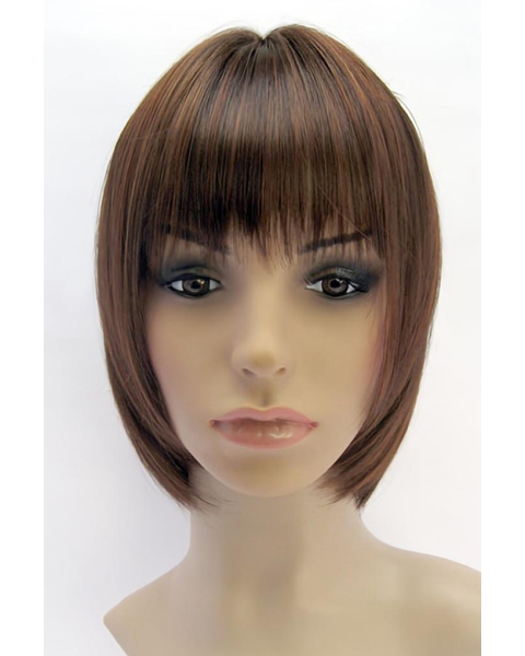 Fashionable Auburn Straight Chin Length Kids Wigs