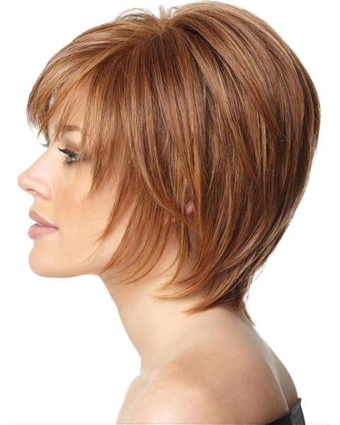 Pleasing Auburn Straight Chin Length Wigs For Cancer