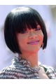 Amazing Black Straight Chin Length Rihanna Wigs