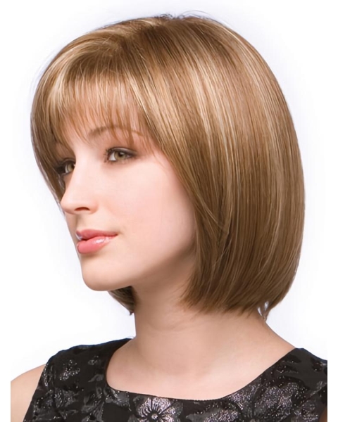 Easeful Blonde Monofilament Chin Length Wigs For Cancer