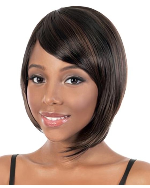 Tempting Brown Straight Chin Length African American Wigs