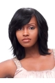 Black Straight Synthetic Medium Wigs