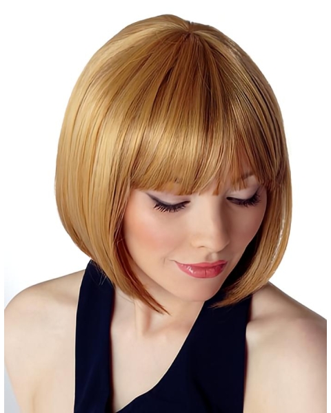 Easeful Blonde Straight Chin Length Bob Wigs