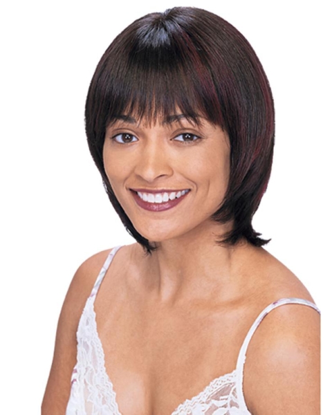 No-fuss Auburn Straight Chin Length Human Hair Wigs