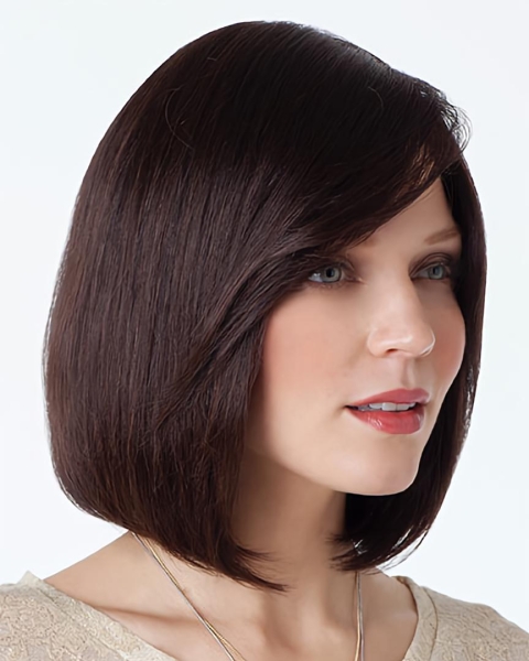 Comfortable Auburn Straight Chin Length Human Hair Wigs