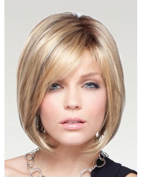 Easeful Blonde Monofilament Chin Length Wigs