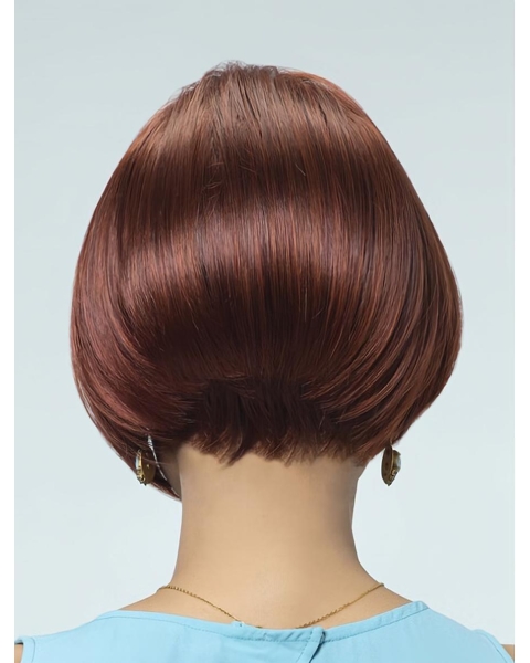 Refined Red Straight Chin Length Bob Wigs