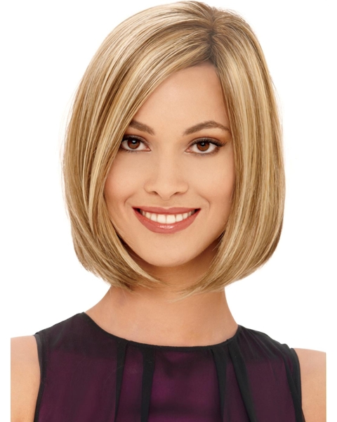 Fashion Blonde Straight Chin Length Lace Front Wigs