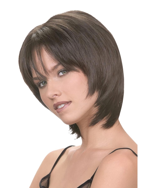 Flexibility Brown Straight Chin Length Bob Wigs