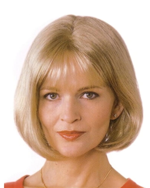 Mature Blonde Monofilament Chin Length Bob Wigs