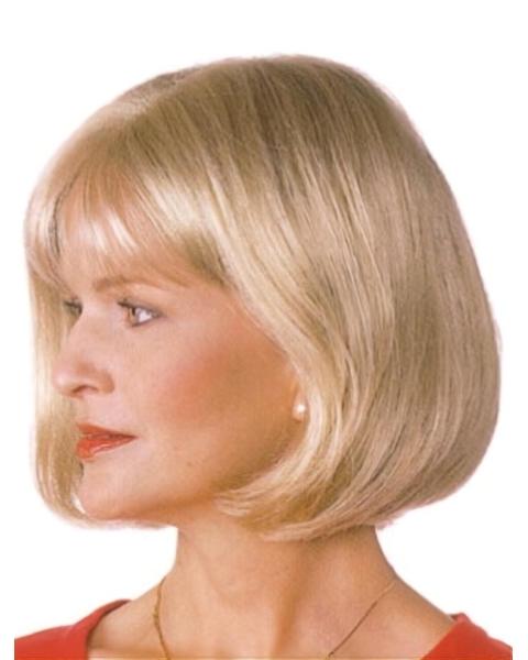 Mature Blonde Monofilament Chin Length Bob Wigs