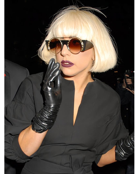 Hairstyles Blonde Straight Chin Length Lady Gaga Wigs