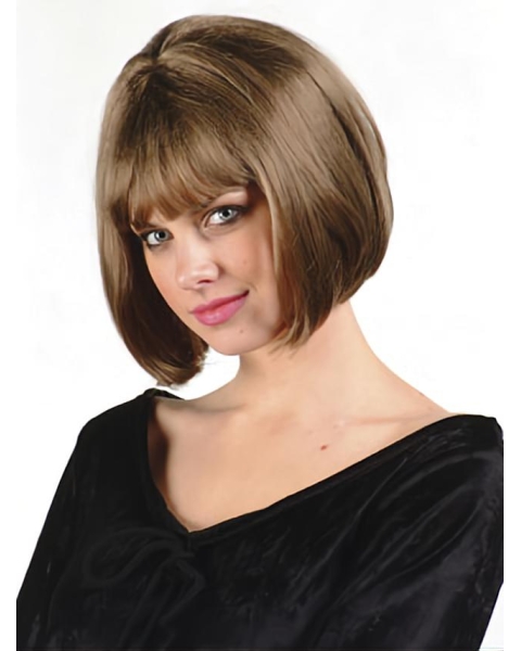 Fashionable Brown Straight Chin Length Bob Wigs