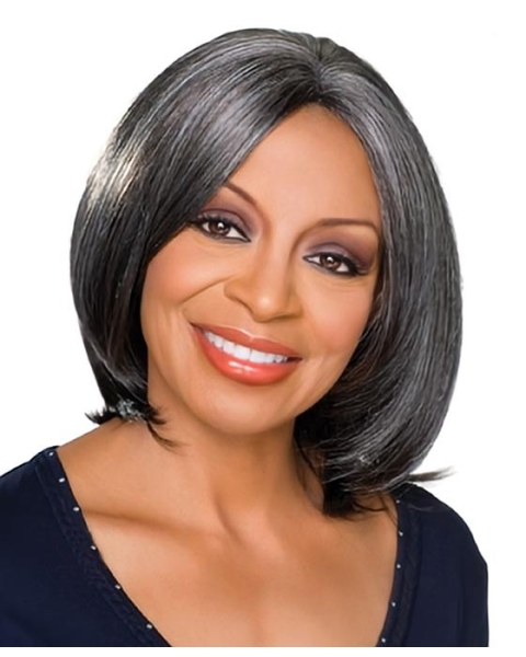 Online Chin Length Synthetic Grey Wigs