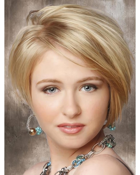 Exquisite Blonde Straight Chin Length Lace Front Wigs For Cancer