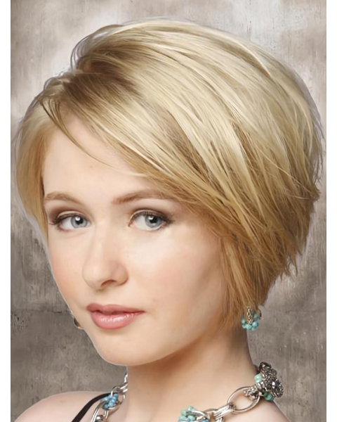 Exquisite Blonde Straight Chin Length Lace Front Wigs For Cancer