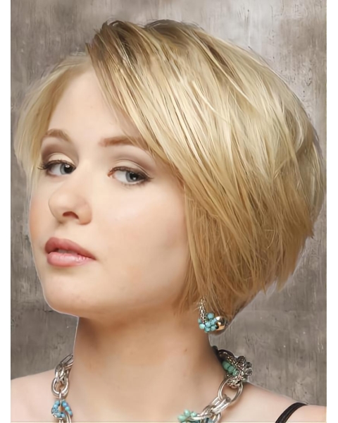 Exquisite Blonde Straight Chin Length Lace Front Wigs For Cancer