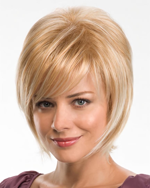 Mature Blonde Straight Chin Length Synthetic Wigs