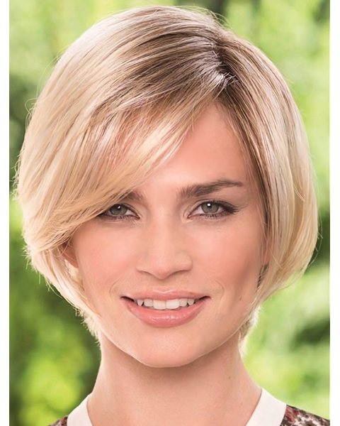 Elegant Monofilament Blonde Chin Length Lace Wigs