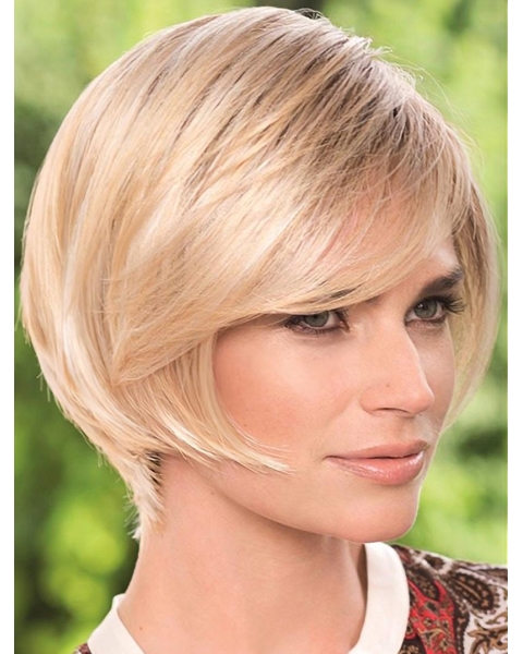 Elegant Monofilament Blonde Chin Length Lace Wigs