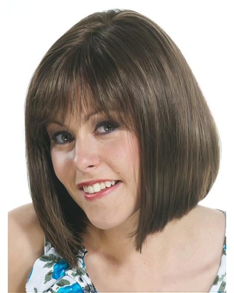 Good Brown Straight Chin Length Wigs For Cancer