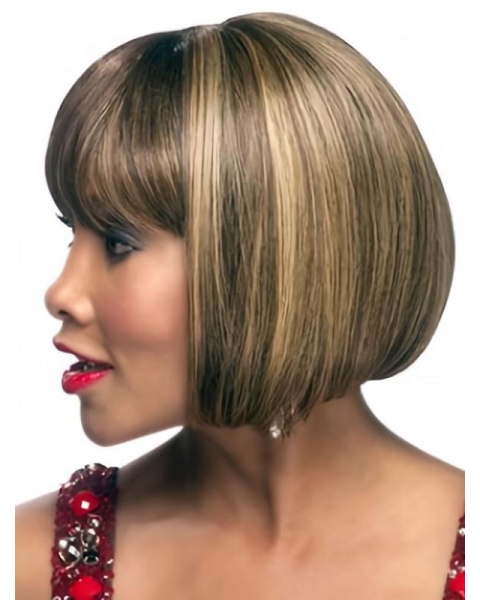 Brown Straight Synthetic Flexibility Medium Wigs