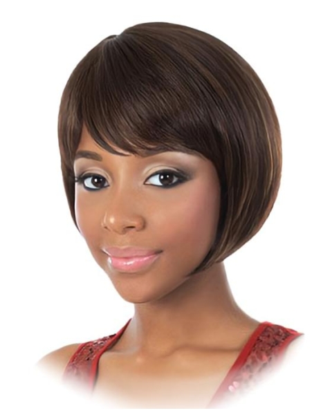 Affordable Brown Straight Chin Length African American Wigs