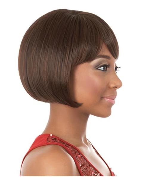 Affordable Brown Straight Chin Length African American Wigs