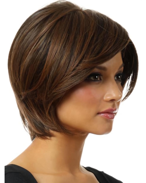 Stylish Brown Synthetic Chin Length Bob Wigs