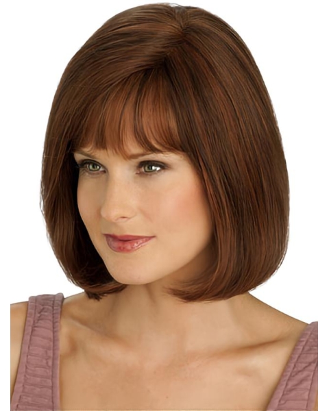 Shining Monofilament Straight Chin Length Full Lace Wigs For Cancer