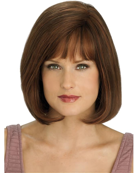 Shining Monofilament Straight Chin Length Full Lace Wigs For Cancer