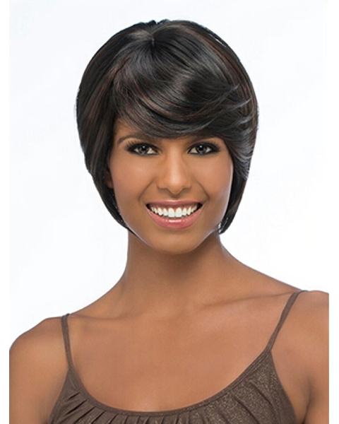 Graceful Black Straight Chin Length African American Wigs