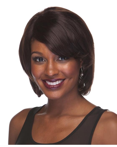 Trendy Brown Straight Chin Length African American Wigs