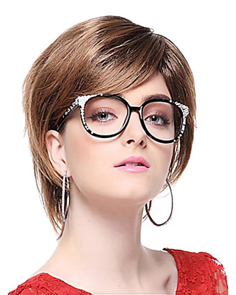 Popular Brown Straight Chin Length Wigs For Cancer