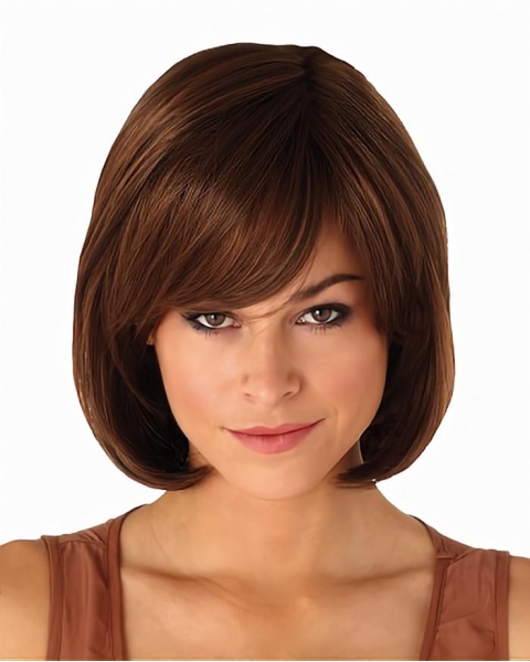 Comfortable Auburn Straight Chin Length Synthetic Wigs