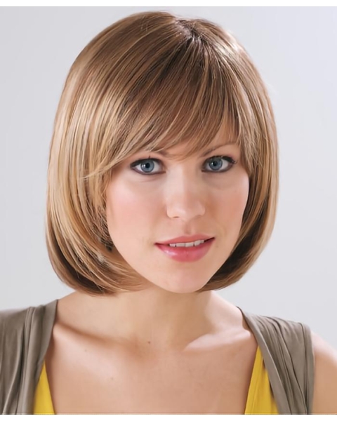 Comfortable Auburn Straight Chin Length Synthetic Wigs