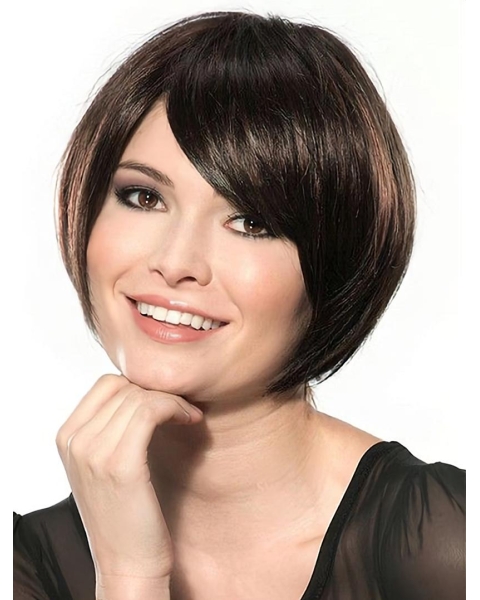 Comfortable Black Lace Front Chin Length Wigs